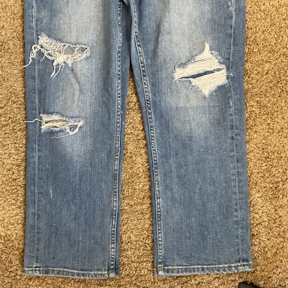 Cheap Monday Blue Distressed Straight Leg Jeans 28 Over My Dead Body Y2K Boho - Picture 3 of 6